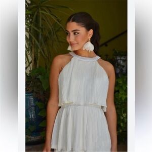 NWT Lulus Elegant White Pleated Halter Mini Dress